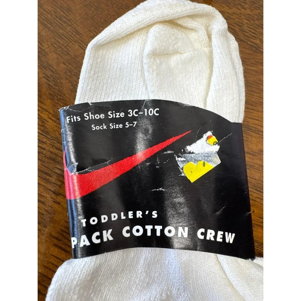 Vintage Nike Socks Girls White Toddler‎ Cotton Crew Swoosh 3C-10C Set of 2